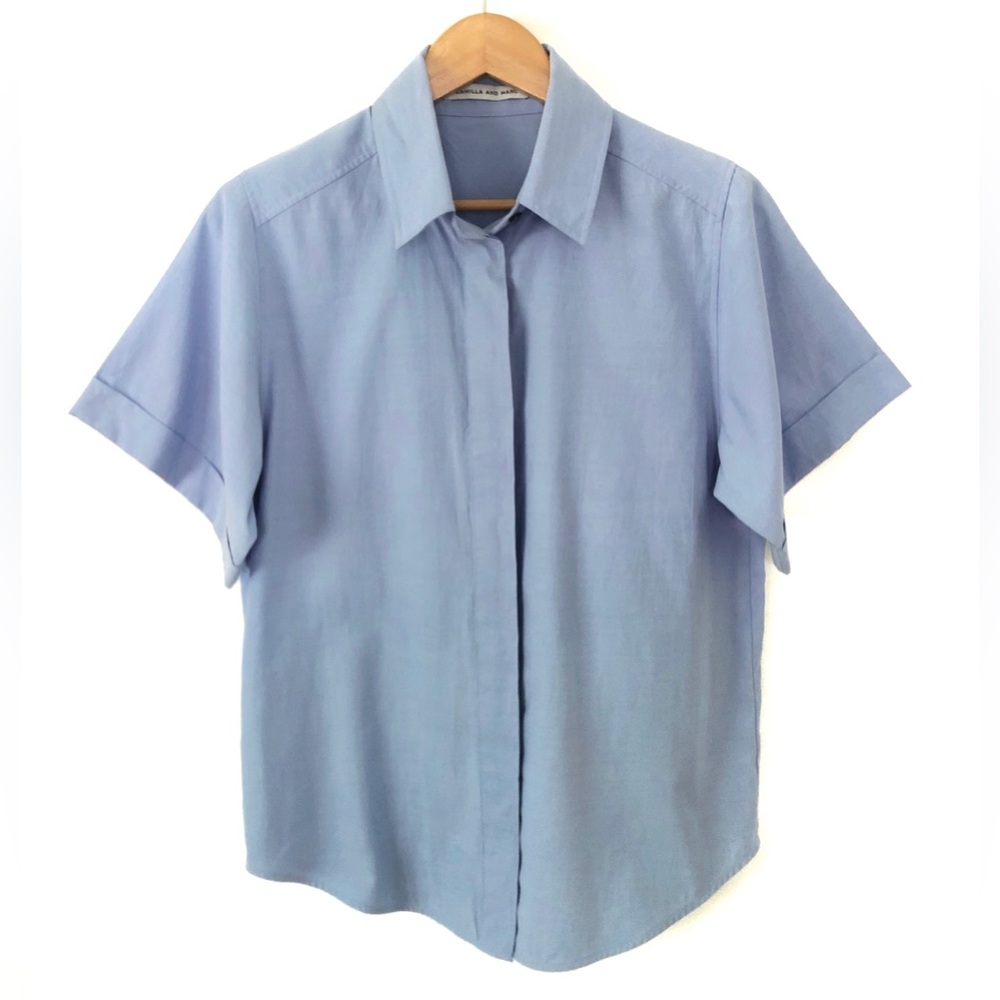 Camilla and Marc Shirt Womens USA 4 blue button up collared finke shirt Career